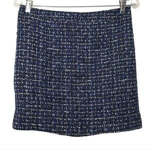 J. Crew Factory Tweed Blue Black White Wool Blend Lined Skirt 2